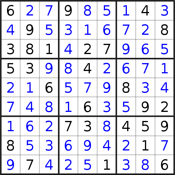 Sudoku solution for puzzle published on Friday, 25th of July 2014