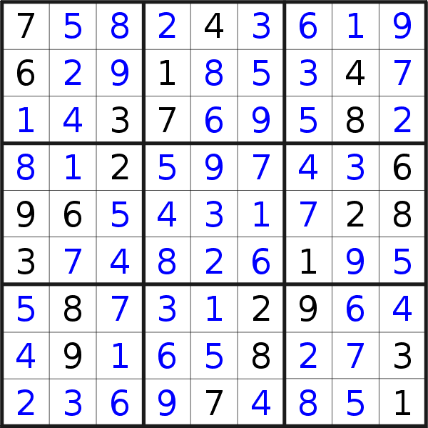 Sudoku solution for puzzle published on Saturday, 26th of July 2014