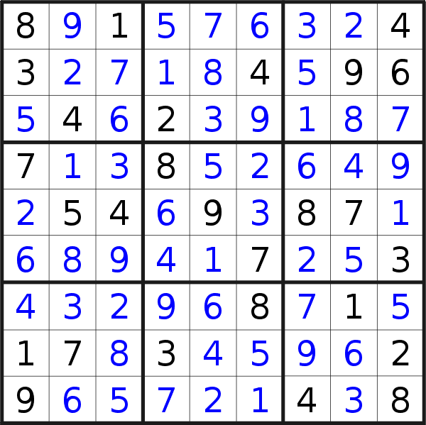 Sudoku solution for puzzle published on Sunday, 27th of July 2014