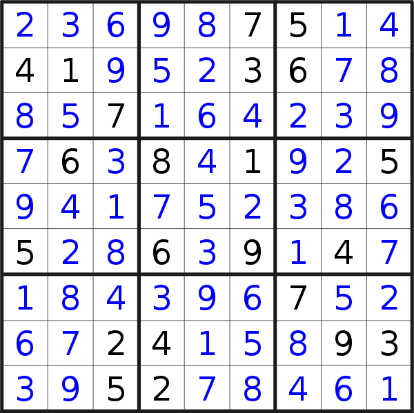 Soluzione del sudoku pubblicato martedì 26 agosto 2014