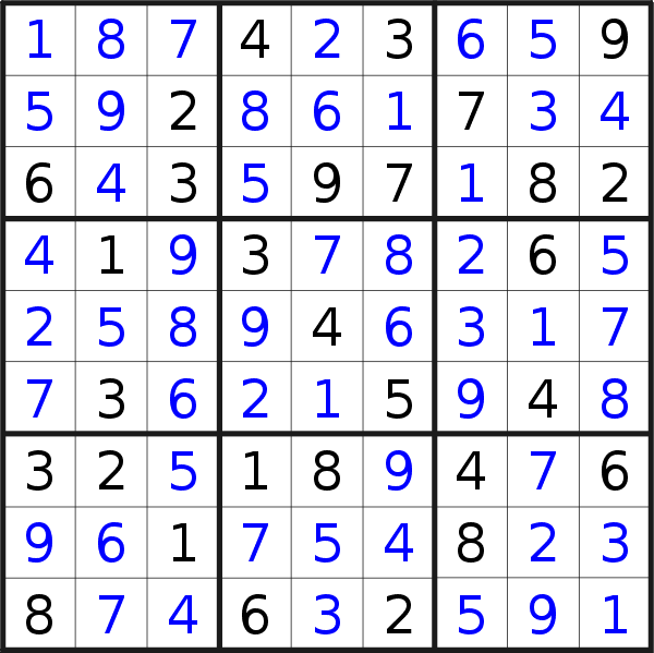 Sudoku solution for puzzle published on Friday, 29th of August 2014