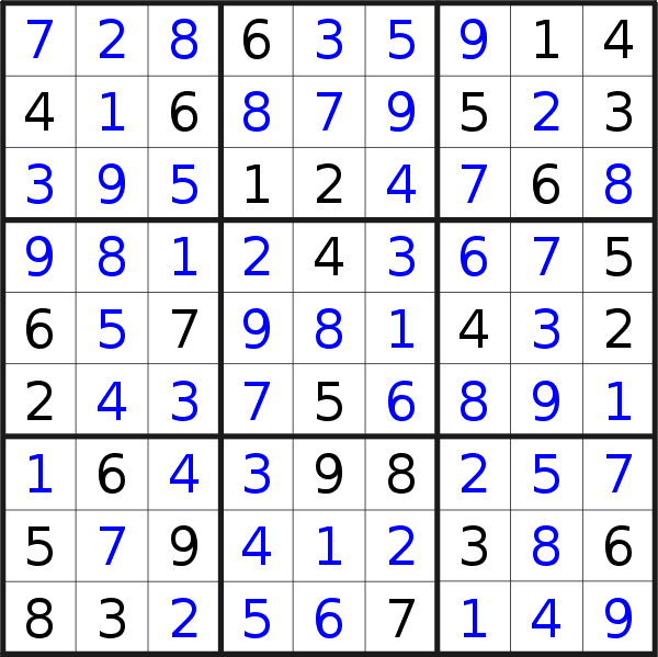 Soluzione del sudoku pubblicato domenica 31 agosto 2014
