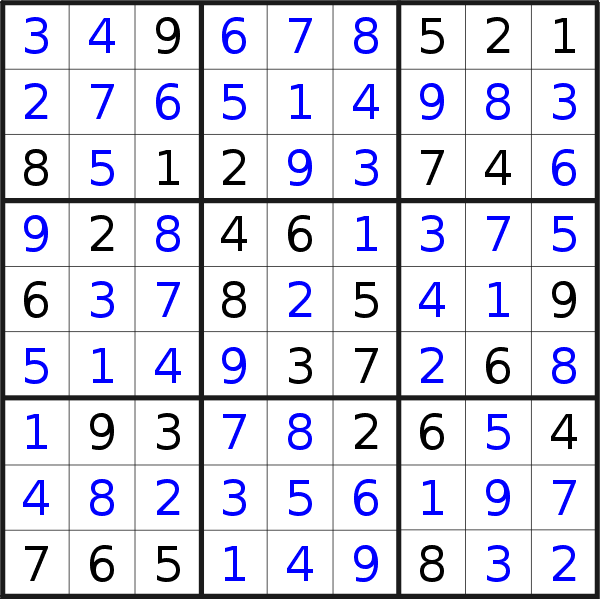 Sudoku solution for puzzle published on Saturday, 20th of September 2014