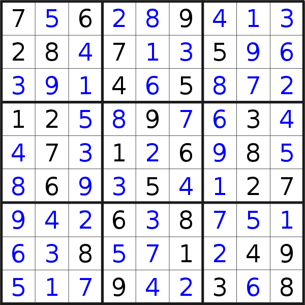 Sudoku solution for puzzle published on Thursday, 25th of September 2014