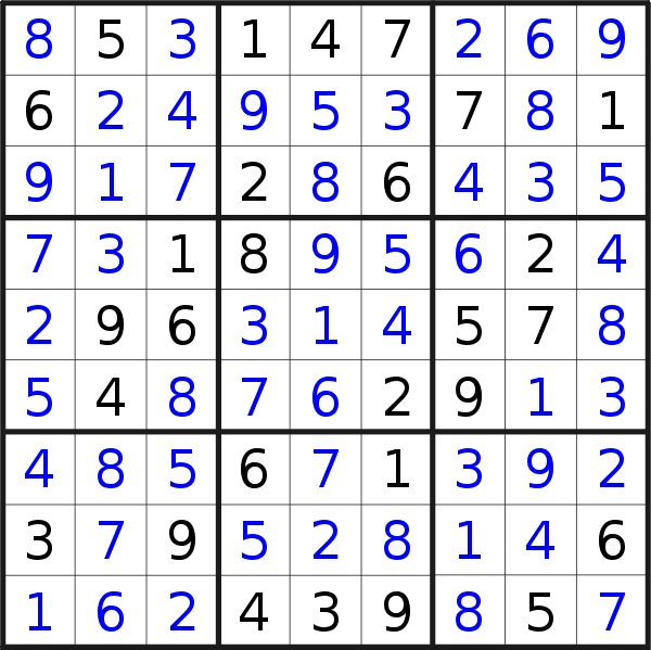 Sudoku solution for puzzle published on Saturday, 27th of September 2014