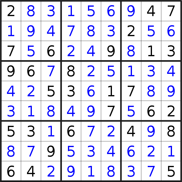 Sudoku solution for puzzle published on Sunday, 28th of September 2014