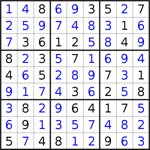 Sudoku solution for puzzle published on Monday, 29th of September 2014