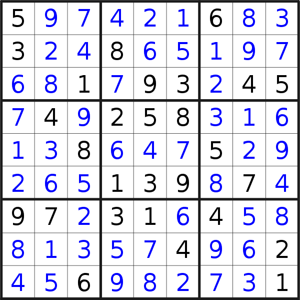Sudoku solution for puzzle published on Sunday, 19th of October 2014
