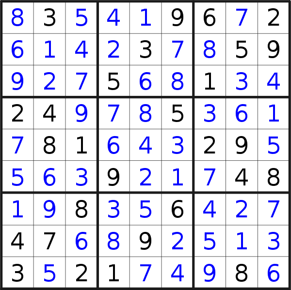 Sudoku solution for puzzle published on Tuesday, 21st of October 2014