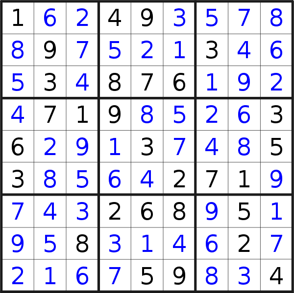 Sudoku solution for puzzle published on Thursday, 23rd of October 2014