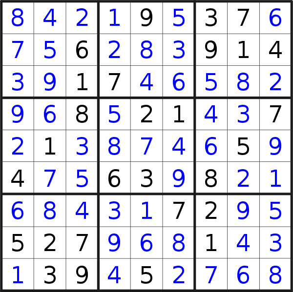 Sudoku solution for puzzle published on Saturday, 25th of October 2014