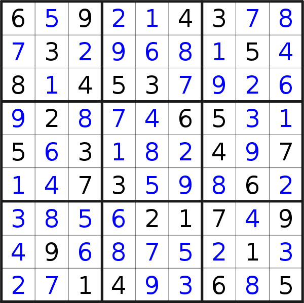 Sudoku solution for puzzle published on Thursday, 30th of October 2014