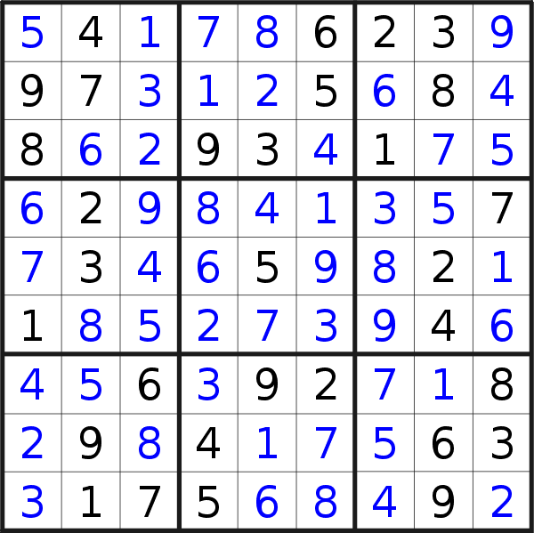 Sudoku solution for puzzle published on Wednesday, 19th of November 2014