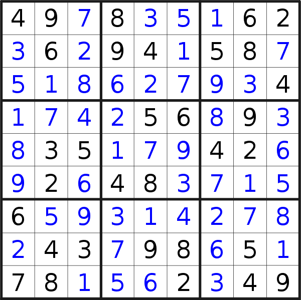 Sudoku solution for puzzle published on Thursday, 20th of November 2014