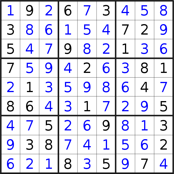 Sudoku solution for puzzle published on Friday, 21st of November 2014