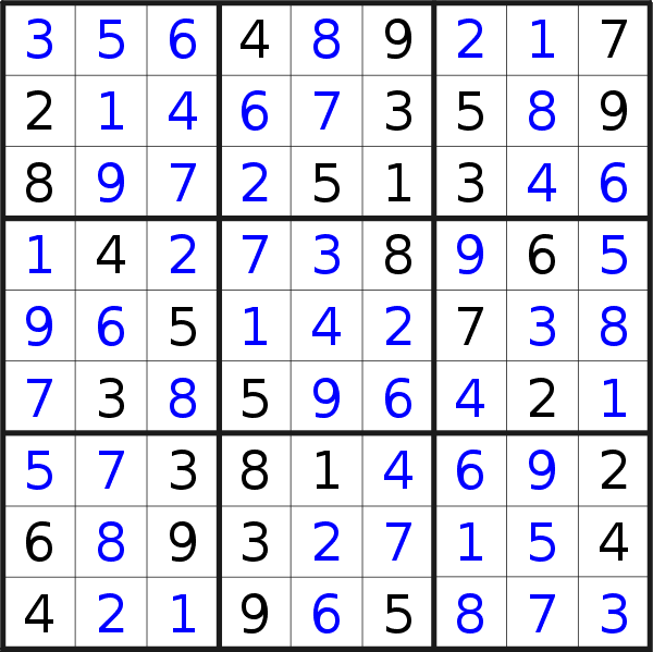 Sudoku solution for puzzle published on Saturday, 22nd of November 2014