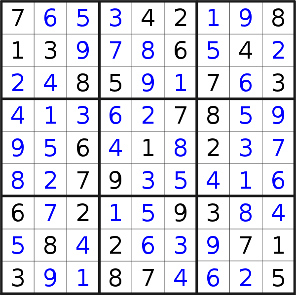 Sudoku solution for puzzle published on Sunday, 23rd of November 2014