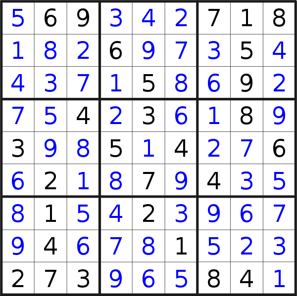 Sudoku solution for puzzle published on Monday, 24th of November 2014