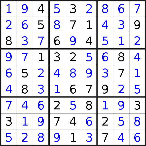 Sudoku solution for puzzle published on Tuesday, 25th of November 2014