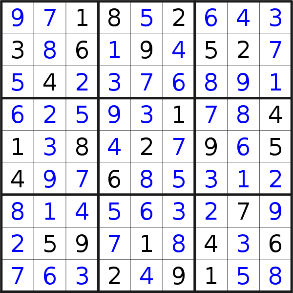 Sudoku solution for puzzle published on Friday, 19th of December 2014