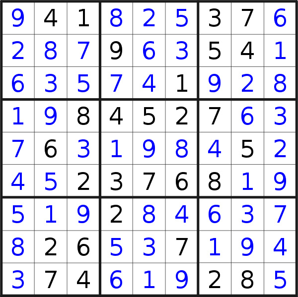Sudoku solution for puzzle published on Wednesday, 21st of January 2015