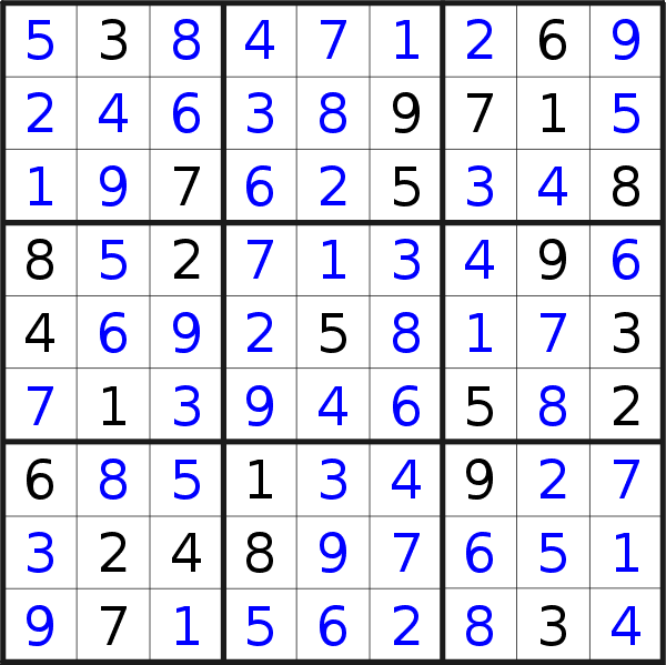 Soluzione del sudoku pubblicato sabato 24 gennaio 2015