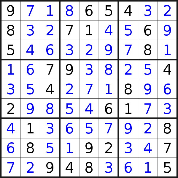 Sudoku solution for puzzle published on Monday, 26th of January 2015