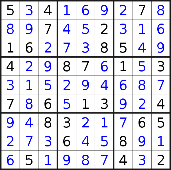 Sudoku solution for puzzle published on Tuesday, 3rd of February 2015