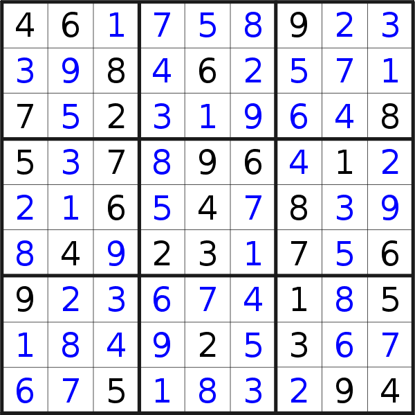 Sudoku solution for puzzle published on Friday, 6th of February 2015