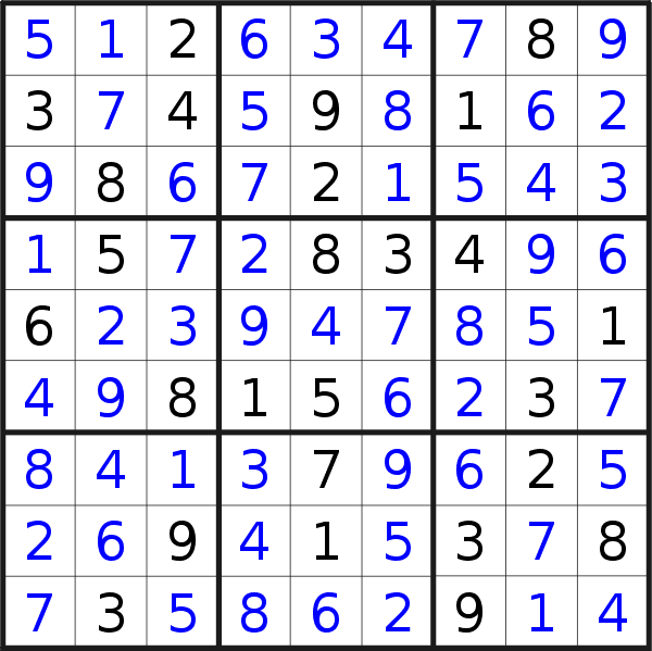 Sudoku solution for puzzle published on Thursday, 12th of February 2015