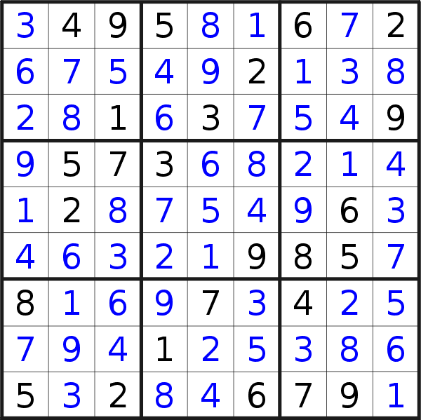 Sudoku solution for puzzle published on Sunday, 15th of February 2015