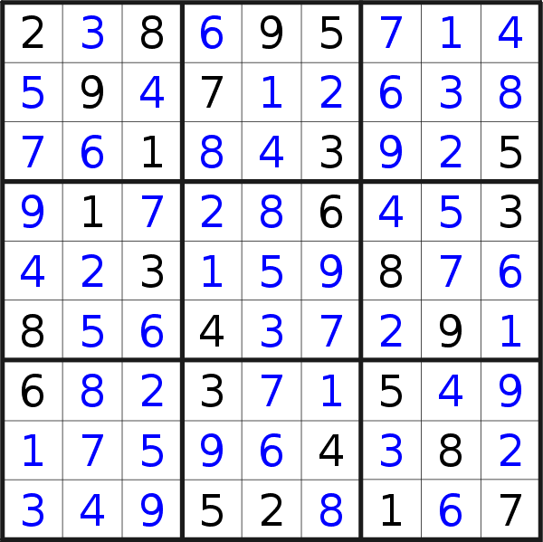 Sudoku solution for puzzle published on Wednesday, 18th of February 2015