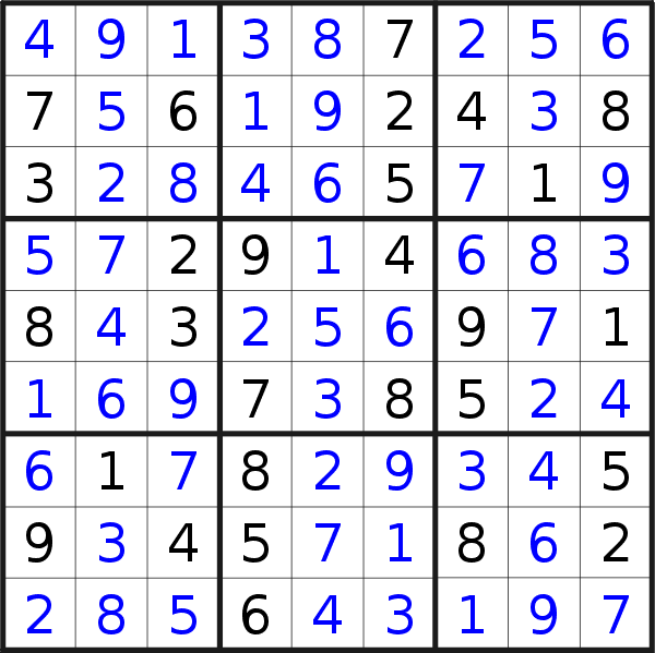 Sudoku solution for puzzle published on Saturday, 21st of February 2015