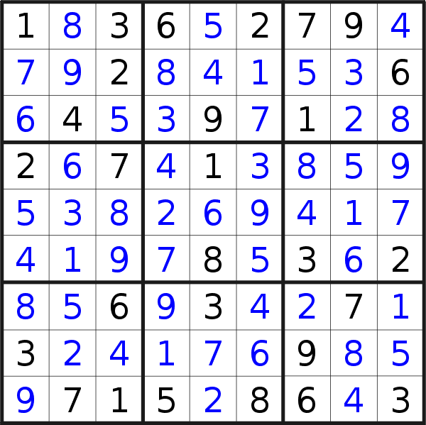 Sudoku solution for puzzle published on Sunday, 22nd of February 2015