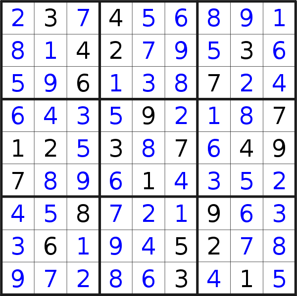 Sudoku solution for puzzle published on Saturday, 14th of March 2015