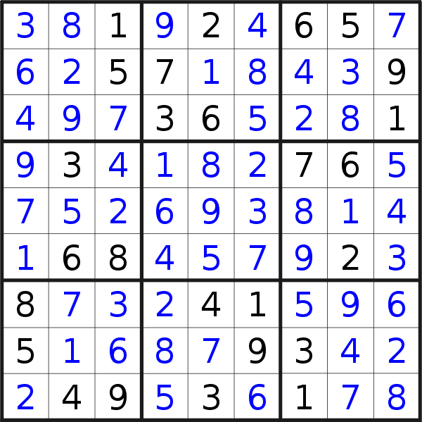 Sudoku solution for puzzle published on Wednesday, 18th of March 2015