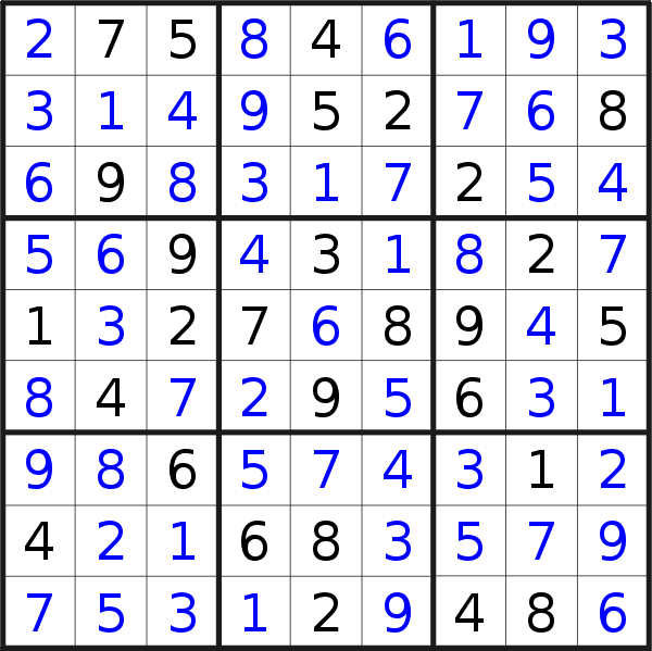 Soluzione del sudoku pubblicato sabato 21 marzo 2015