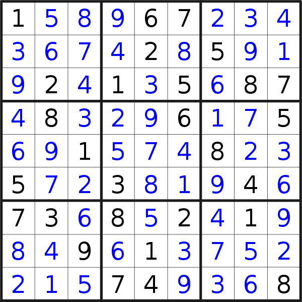 Sudoku solution for puzzle published on Tuesday, 24th of March 2015