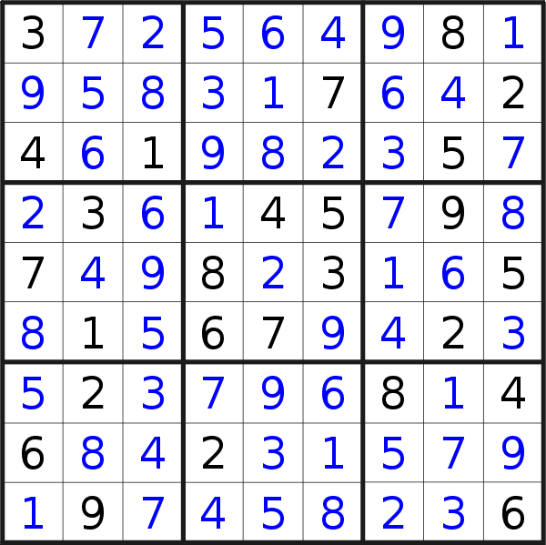 Sudoku solution for puzzle published on Thursday, 16th of April 2015