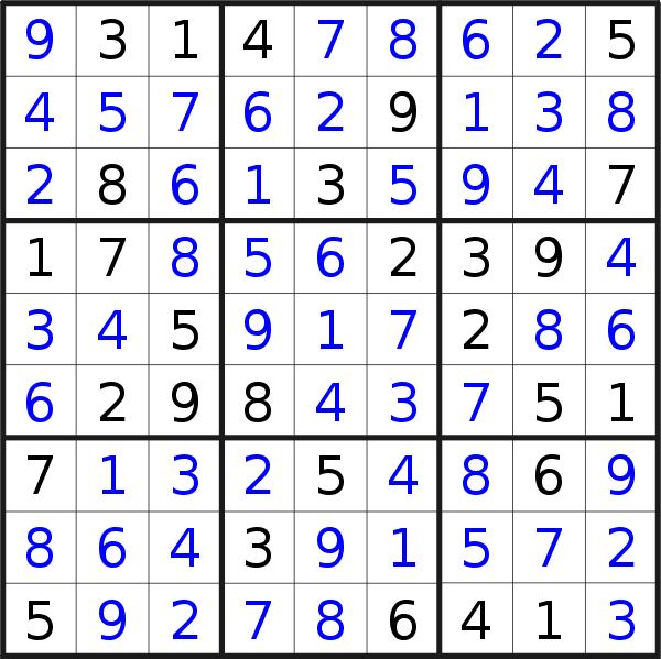 Sudoku solution for puzzle published on Wednesday, 22nd of April 2015