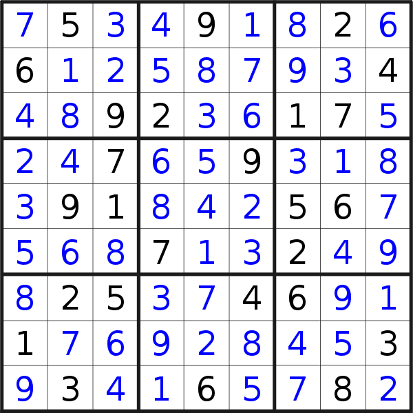 Sudoku solution for puzzle published on Friday, 24th of April 2015