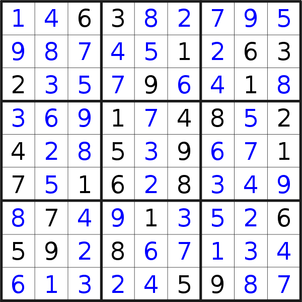 Sudoku solution for puzzle published on Friday, 8th of May 2015
