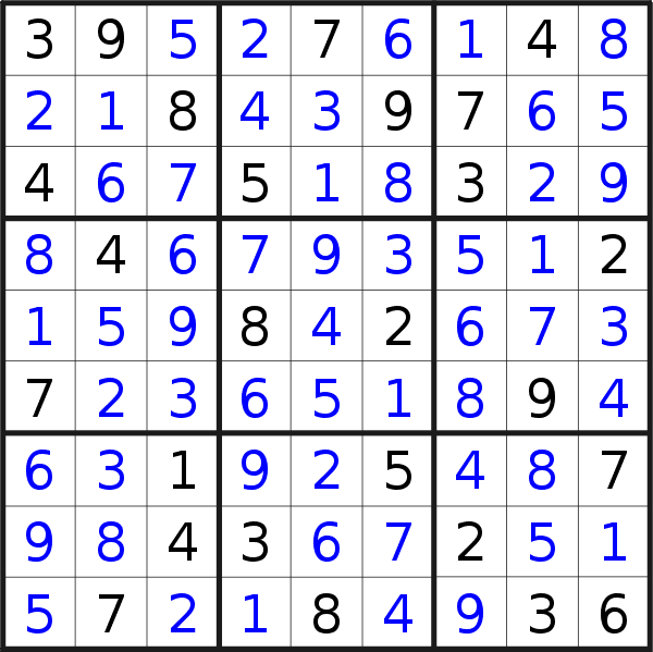 Sudoku solution for puzzle published on Wednesday, 13th of May 2015