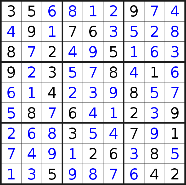 Sudoku solution for puzzle published on Saturday, 16th of May 2015