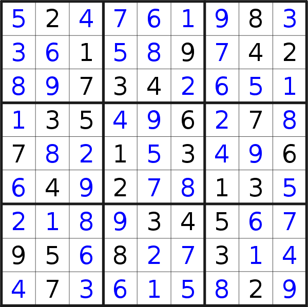 Sudoku solution for puzzle published on Sunday, 17th of May 2015
