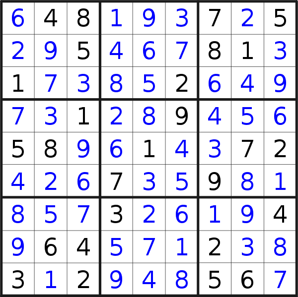 Sudoku solution for puzzle published on Tuesday, 19th of May 2015