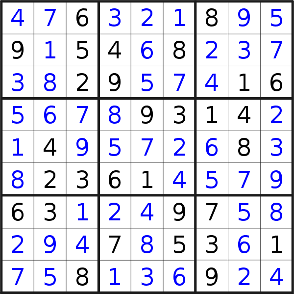 Sudoku solution for puzzle published on Wednesday, 20th of May 2015