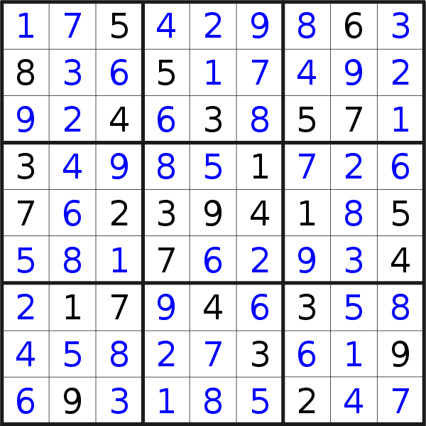 Sudoku solution for puzzle published on Thursday, 21st of May 2015