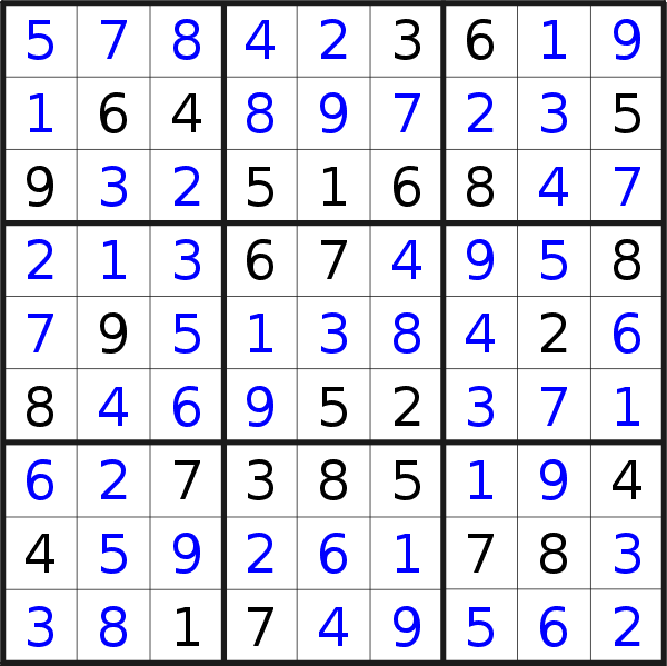 Sudoku solution for puzzle published on Thursday, 28th of May 2015