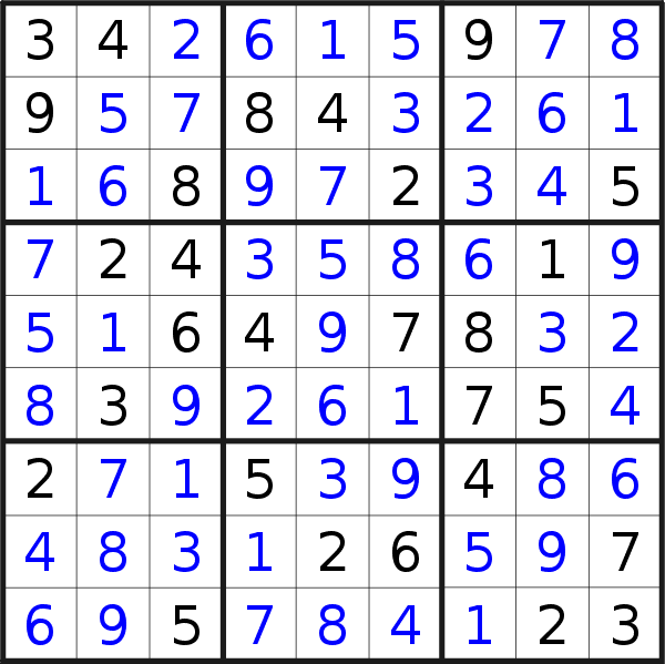 Sudoku solution for puzzle published on Saturday, 13th of June 2015